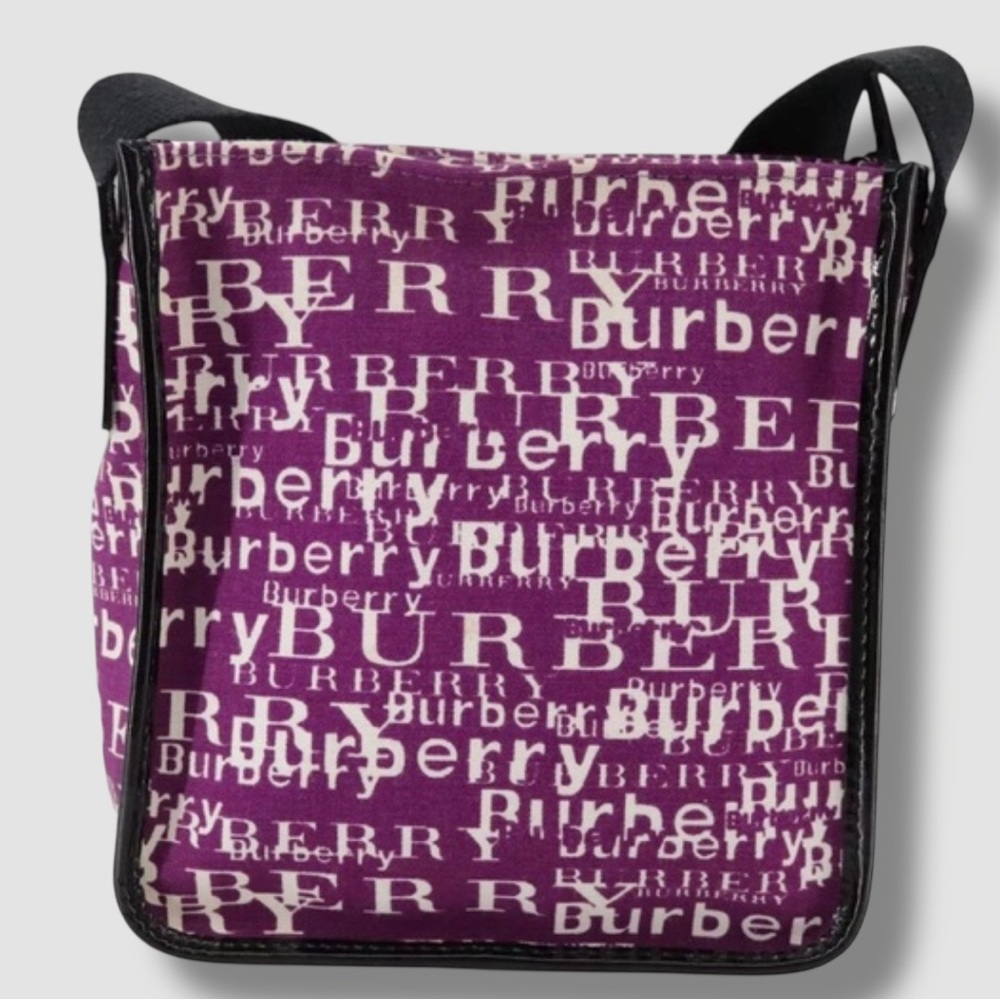 Burberry Logo Print Crossbody Bag in Purple White and Black Graffiti Rare Small